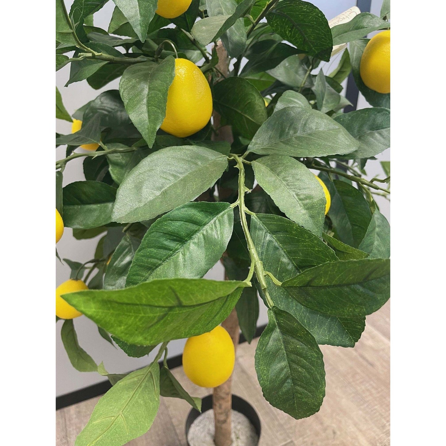 Arbre artificiel fruitier Citronnier tronc en pot - plante d'intérieur - H.80cm vert jaune