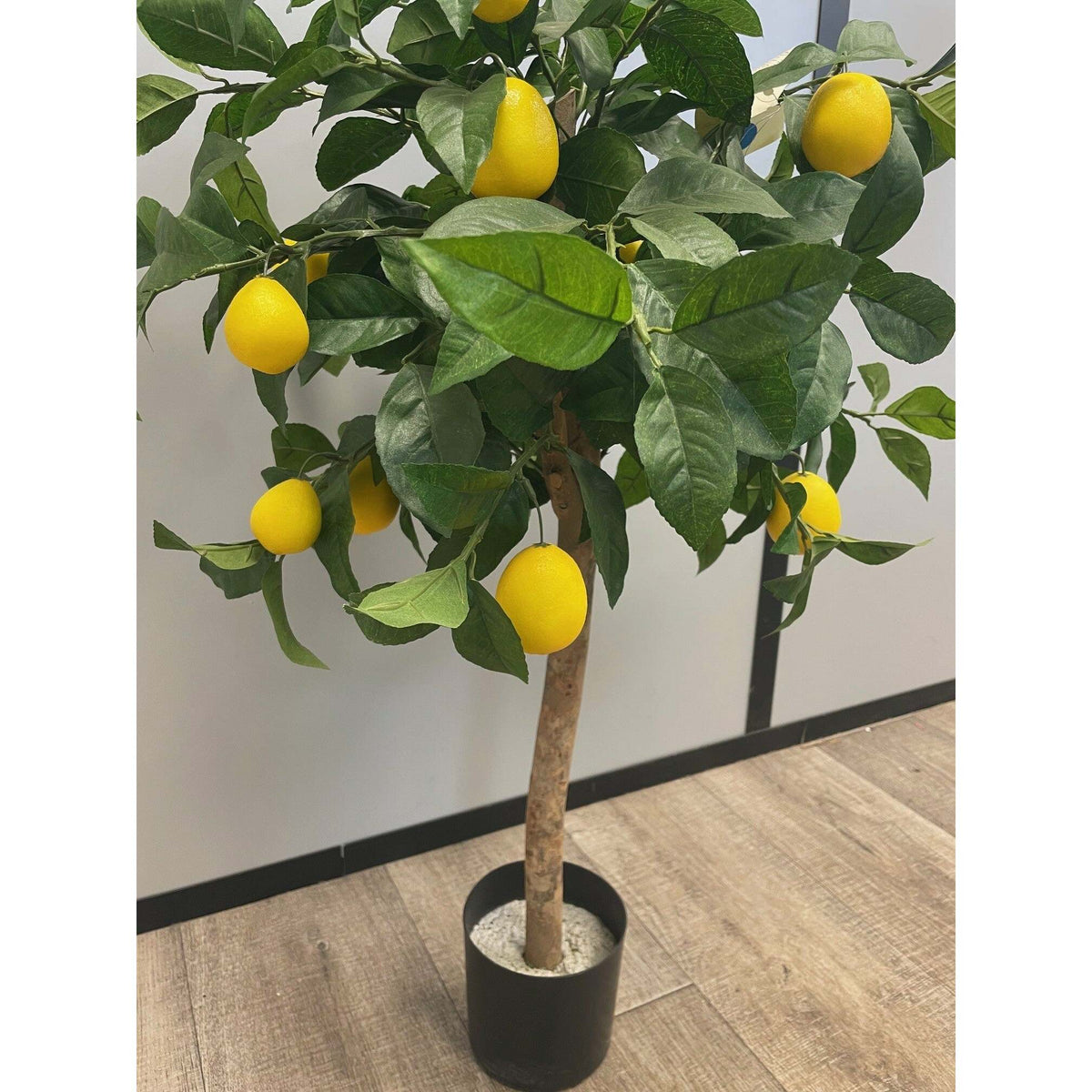 Arbre artificiel fruitier Citronnier tronc en pot - plante d'intérieur - H.80cm vert jaune