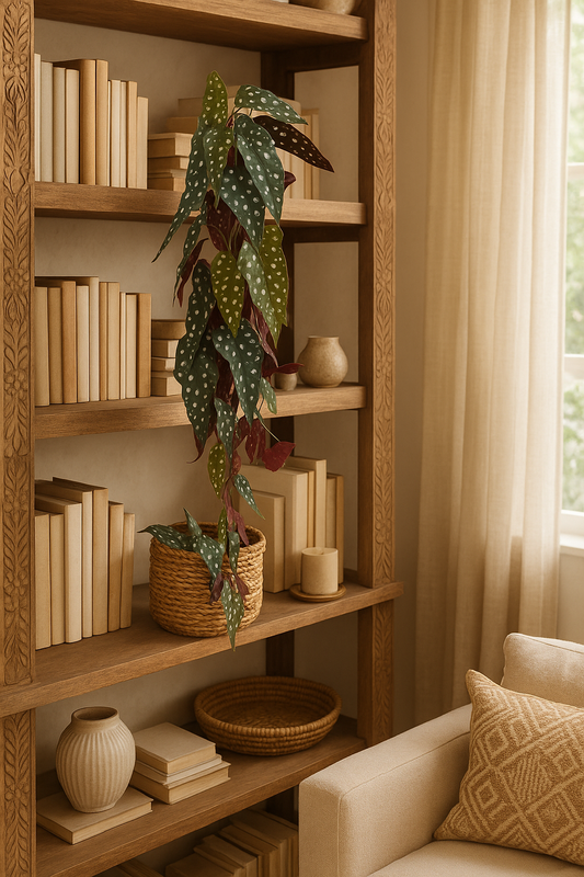 Feuillage artificiel - Chute piquet d'Alocasia à pois - plante verte d'intérieur - H.84cm