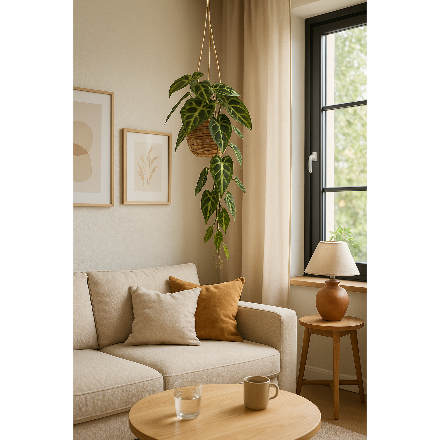 Feuillage artificiel - Chute piquet d'Alocasia - plante verte d'intérieur - H.84 Q4