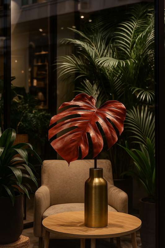 Feuille artificielle de Monstera - décoration d'intérieur - H.75cm - Bordeaux