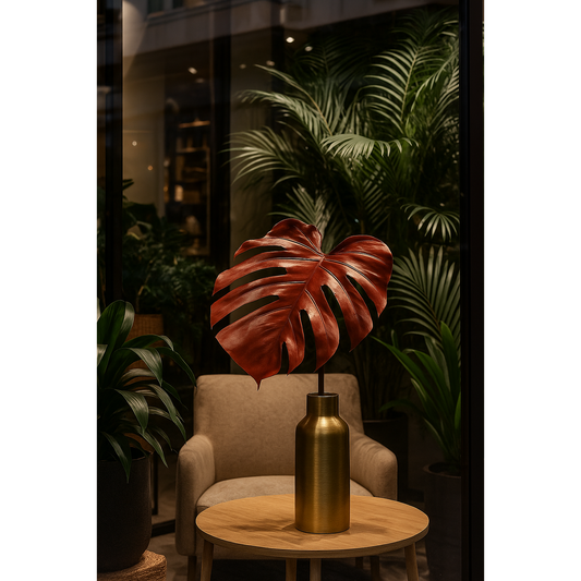 Feuille artificielle de Monstera - décoration d'intérieur - H.75cm - Bordeaux S3
