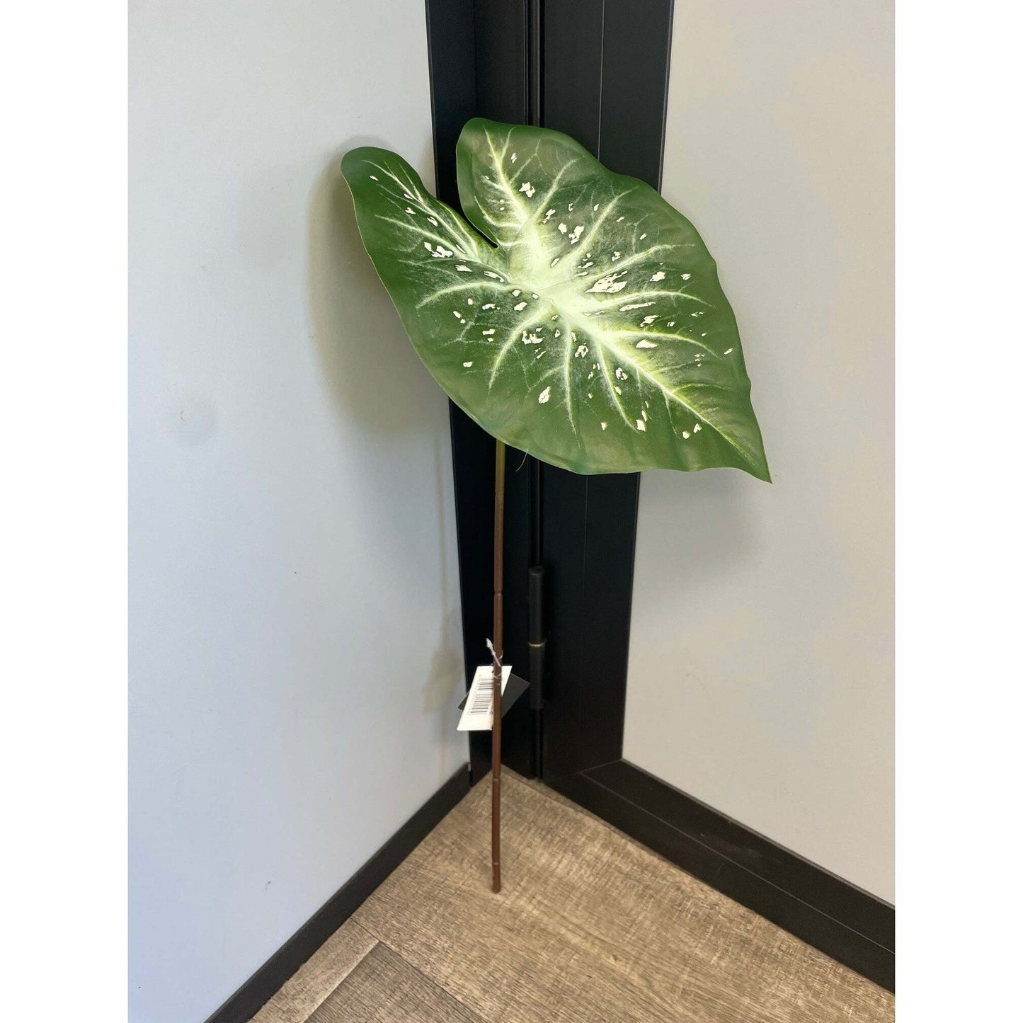 Feuille artificielle de Caladium Polyfoam - décoration d'intérieur - H.60cm - Vert foncé et pois blancs panaché - Q44
