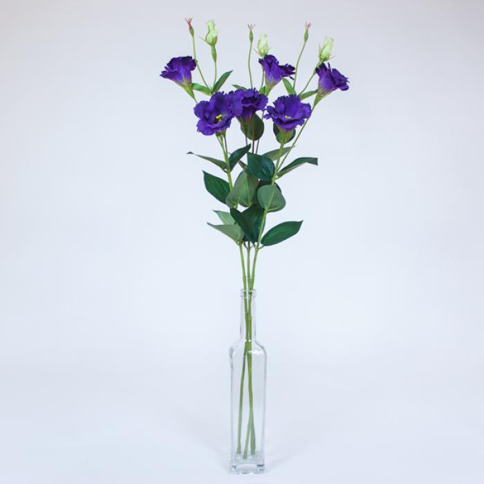 Fleur artificielle Lisianthus - composition florale - 2 fleurs et 2 boutons - H.83 cm - Lavande