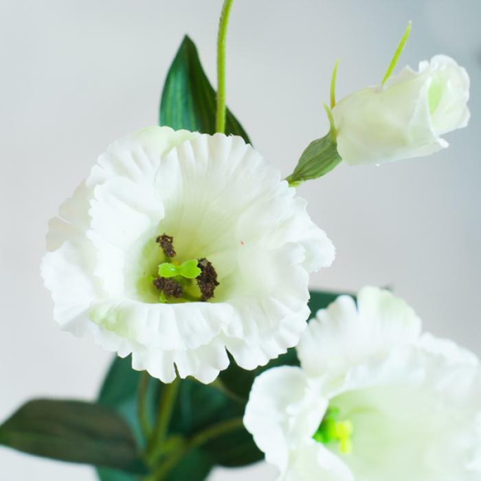Fleur artificielle Lisianthus - composition florale - 2 fleurs et 2 boutons - H.83 cm - Blanc Q3