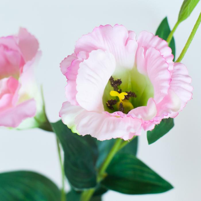 Fleur artificielle Lisianthus - composition florale - 2 fleurs et 2 boutons - H.83 cm - Rose