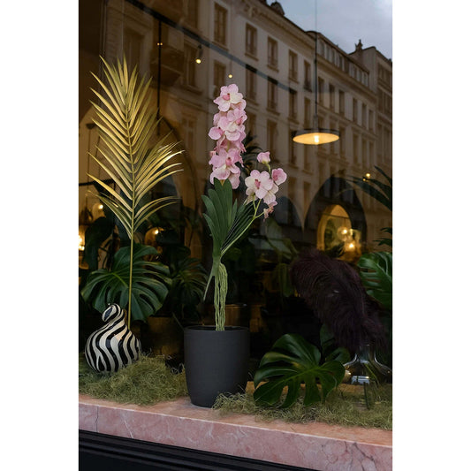 Fleur artificielle Orchidée Vanda feuillage et racines H.80cm blanc-rose - Z3