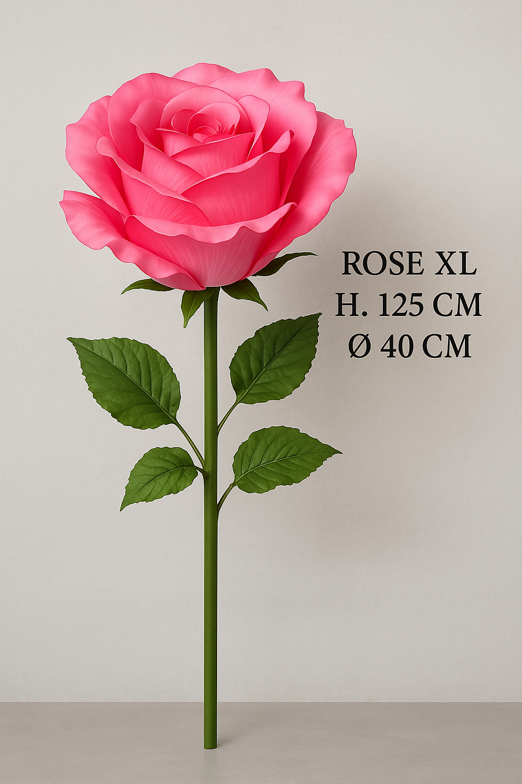 Rose artificielle géante XL - décoration d'intérieur - H.125cm Ø.40cm Fuchsia