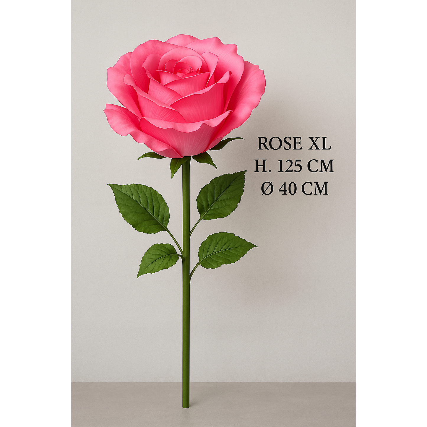 Rose artificielle géante XL - décoration d'intérieur - H.125cm Ø.40cm Fuchsia S3R