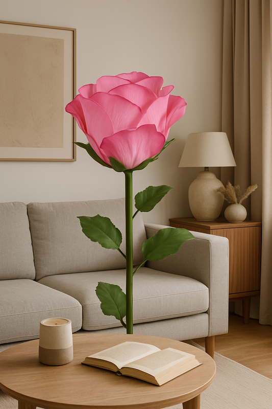Rose artificielle géante XL - décoration d'intérieur - H.98cm Ø.28cm Fuchsia