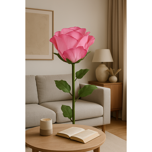 Rose artificielle géante XL - décoration d'intérieur - H.98cm Ø.28cm Fuchsia SR3