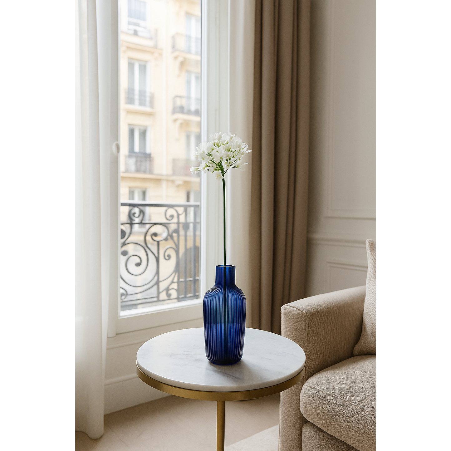Fleur artificielle tige d'Agapanthe - composition bouquet - H.75cm crème R3