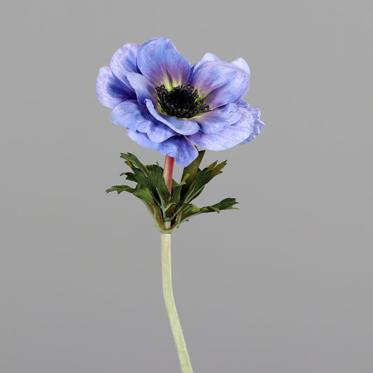 Anémone artificielle 1 fleur - création de bouquet - H.54cm bleue