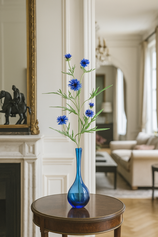 Fleur artificielle bleuet 6 fleurs - composition bouquet - H.91cm bleu