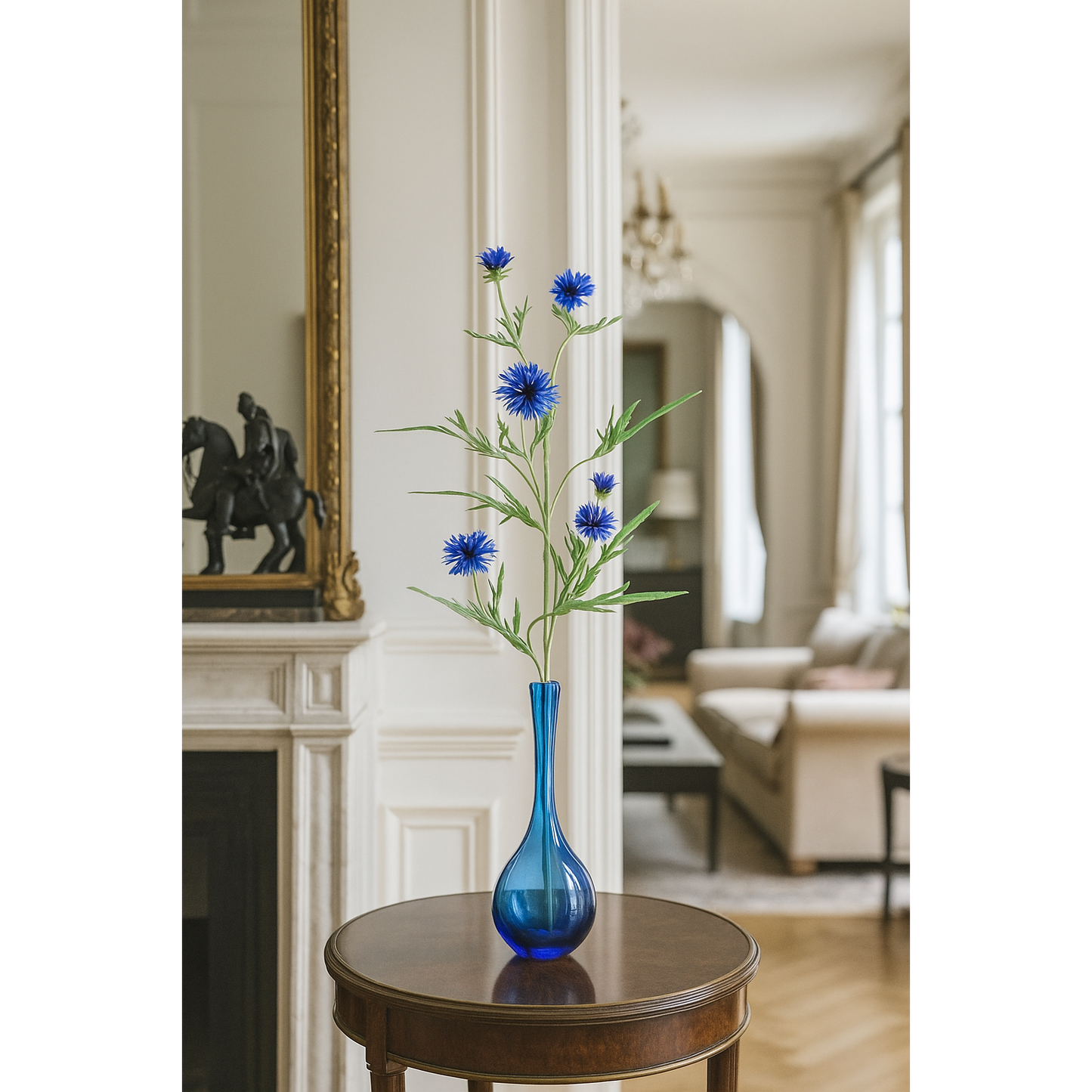 Fleur artificielle bleuet 6 fleurs - composition bouquet - H.91cm bleu-S3