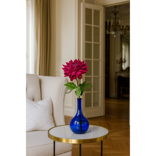 Fleur artificielle coupée Chrysanthème 1 fleur et feuillage - décoration intérieure - H.72 cm pourpre - lavande ou fuchsia - R4