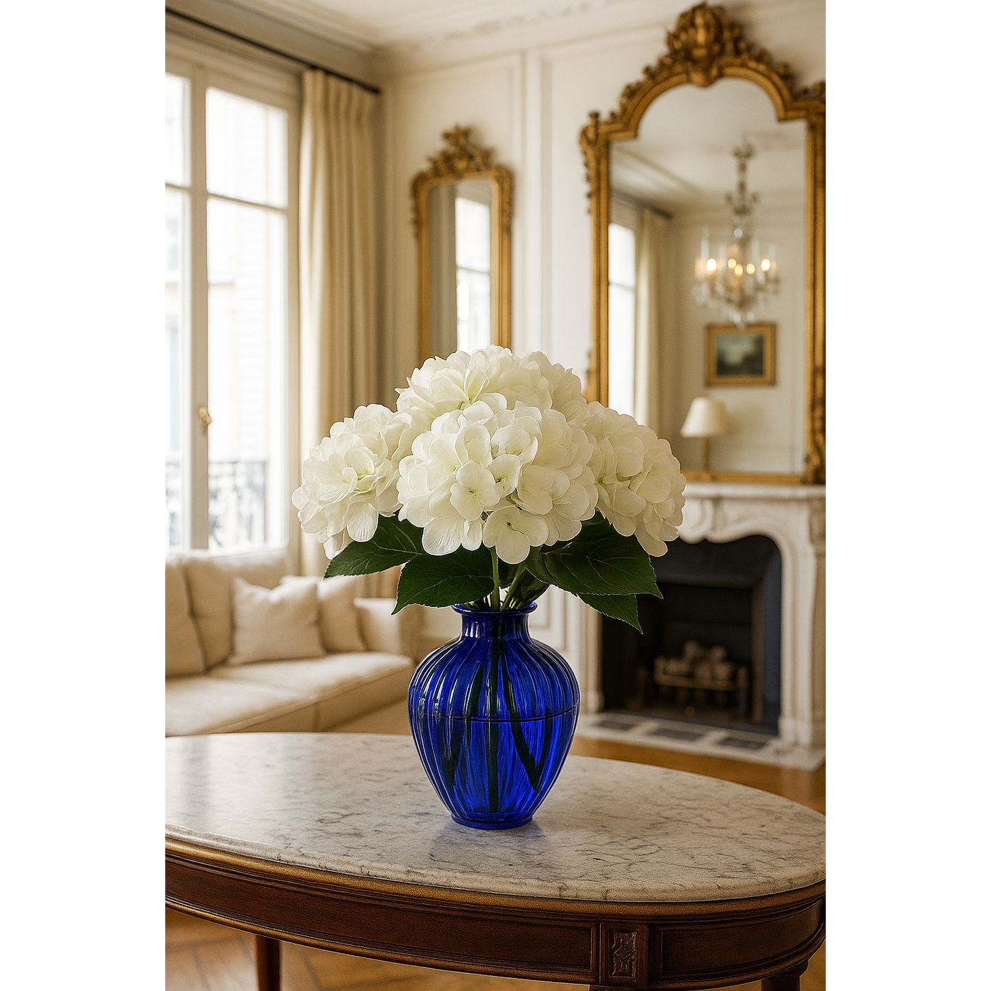 Fleur artificielle Hortensia - création bouquet composition - H.67cm blanc - Q2
