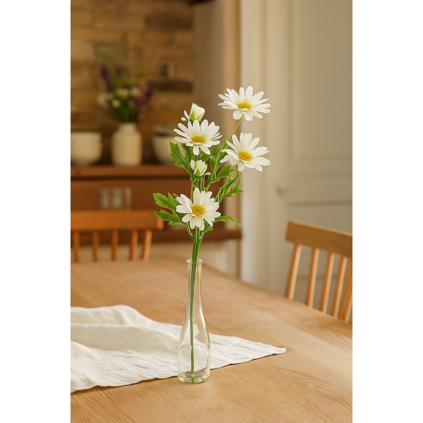 Marguerite artificielle 6 fleurs 3 tiges - composition bouquet - H. 53 cm blanc R3