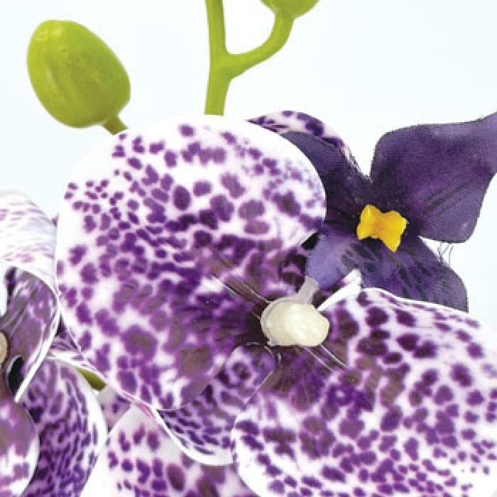 Fleur artificielle Orchidée Phalaenopsis 7 fleurs Moucheté - Naturel Touch - H.93cm Lavande R3