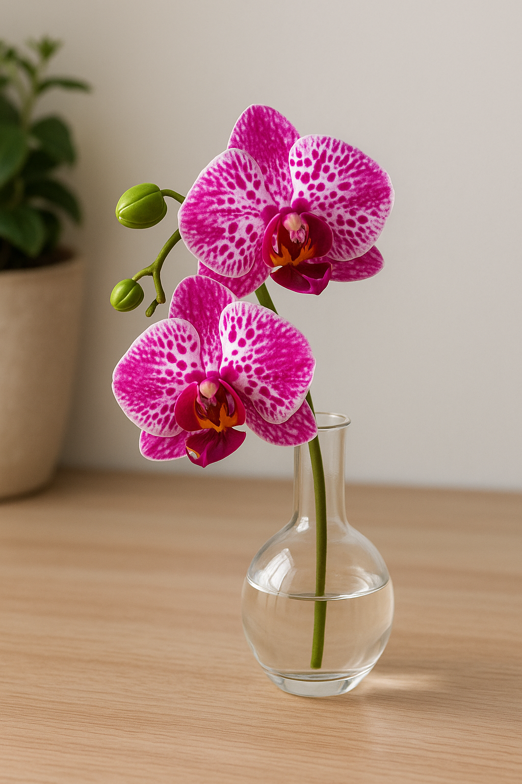Fleur artificielle Orchidée Phalaenopsis 7 fleurs Moucheté - Naturel Touch - H.93cm Rose