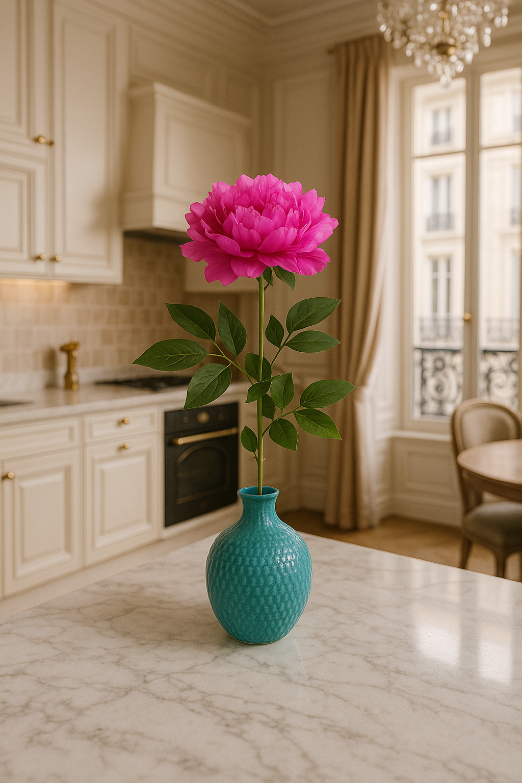 Fleur artificielle Pivoine fuchsia - composition florale - H.71cm