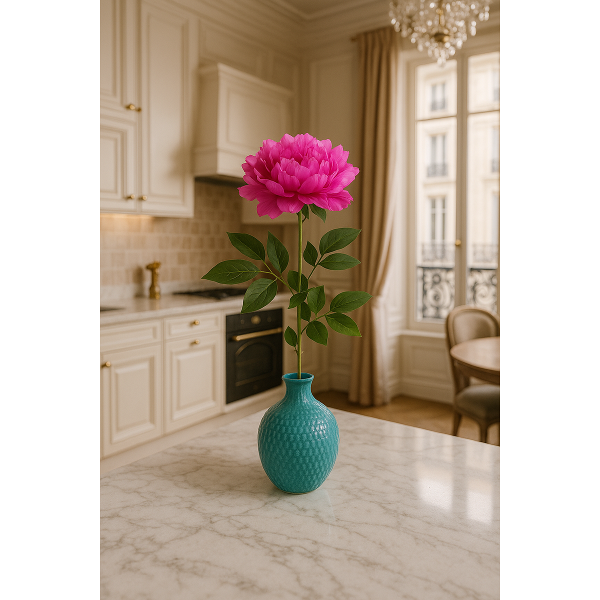 Fleur artificielle Pivoine fuchsia - composition florale - H.71cm - Q4
