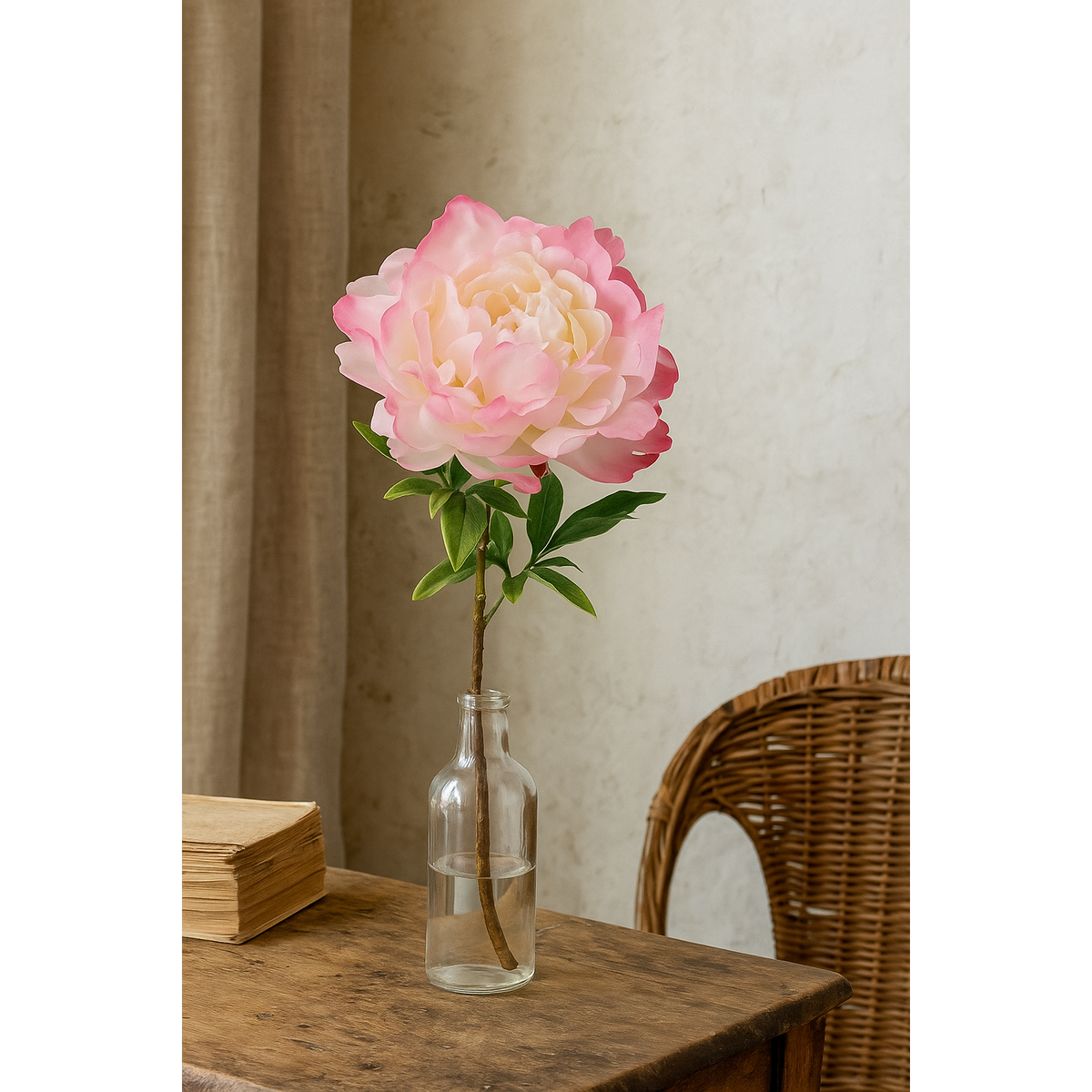 Fleur artificielle Pivoine rose - composition florale - H.58 cm-Q3