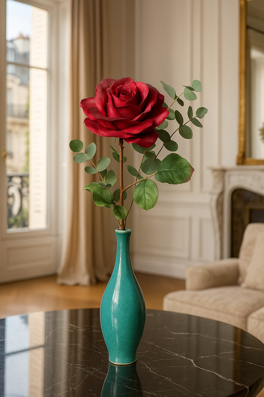 Fleur artificielle - Rose - composition florale - H.62cm rouge bordeaux