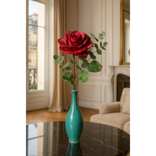 Fleur artificielle - Rose - composition florale - H.62cm rouge bordeaux - Q3