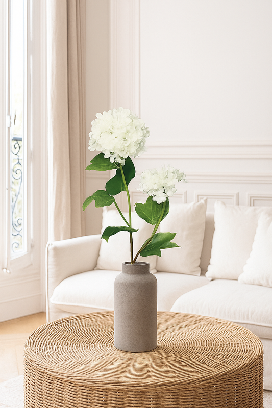 Fleur artificielle Viburnum 2 boules de fleurs - composition bouquet - H.48cm blanc