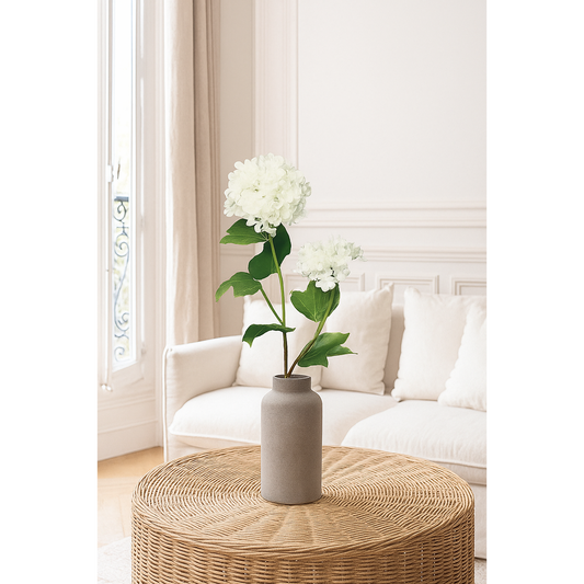 Fleur artificielle Viburnum 2 boules de fleurs - composition bouquet - H.48cm blanc - R3