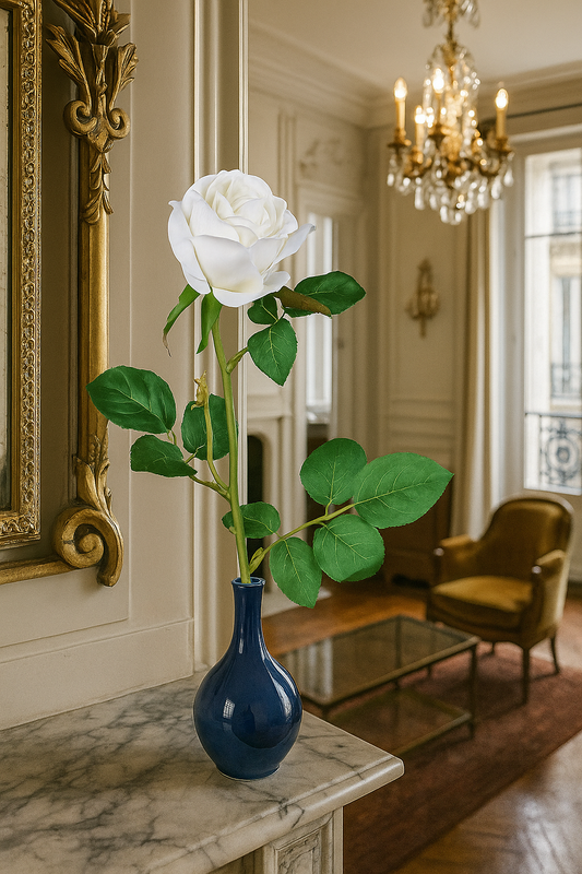 Fleur artificielle - Rose - composition florale - H.66 cm crème