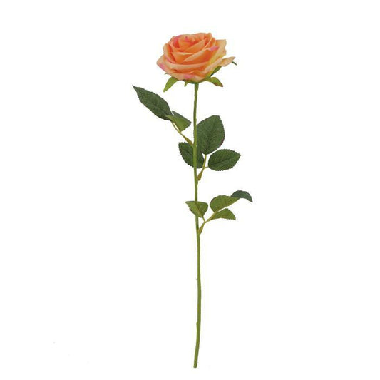 Fleur artificielle rose ouverte - composition florale - H.61cm - saumon R2