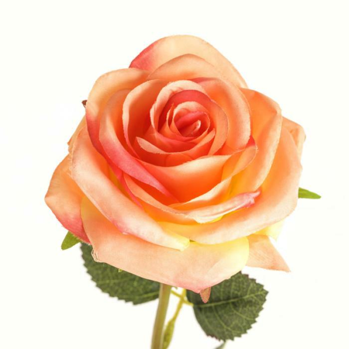 Fleur artificielle rose ouverte - composition florale - H.61cm - saumon R2