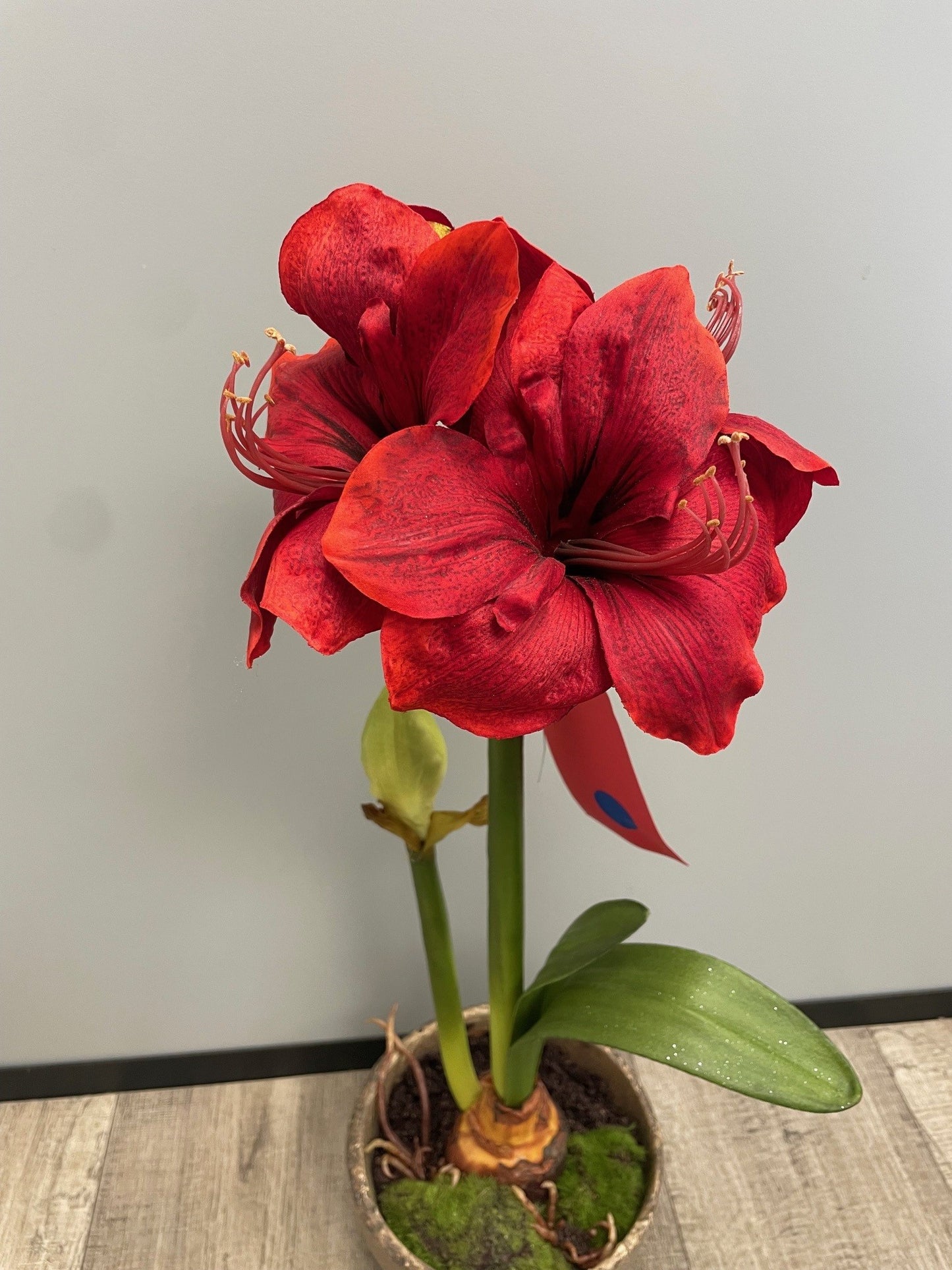 Amaryllis artificielle en pot - décoration intérieure - H.69cm - rouge