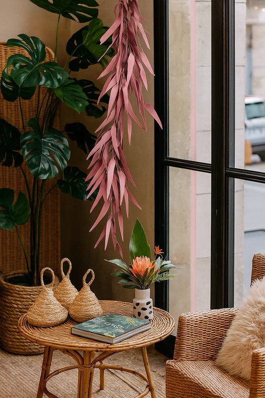 Guirlande artificielle d'eucalyptus - feuillage pour intérieur - H.120cm bordeaux