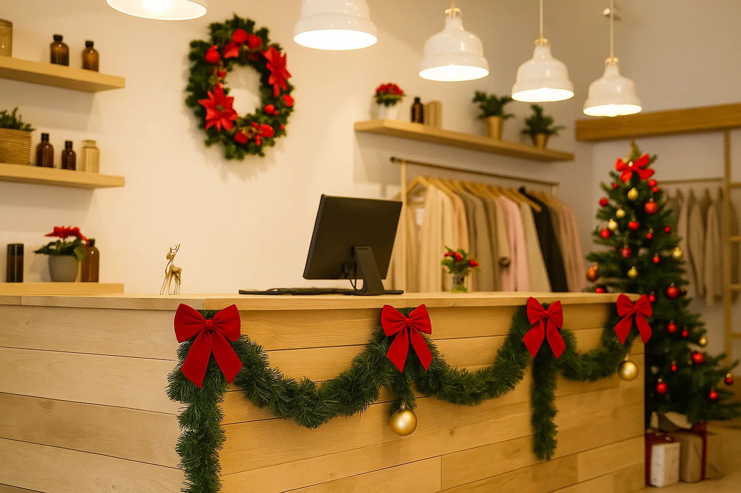 Guirlande artificielle de noël Sapin Canadien - intérieur extérieur - H.270cm vert