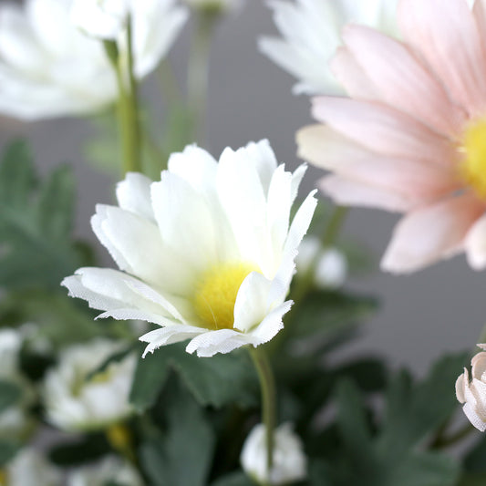 Fleur artificielle Marguerite blanche en vase en céramique - H.37cm - P3