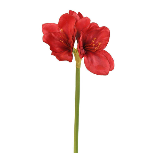 Amaryllis artificielle 2 fleurs 1 bouton - création florale - H.60cm rouge - A4