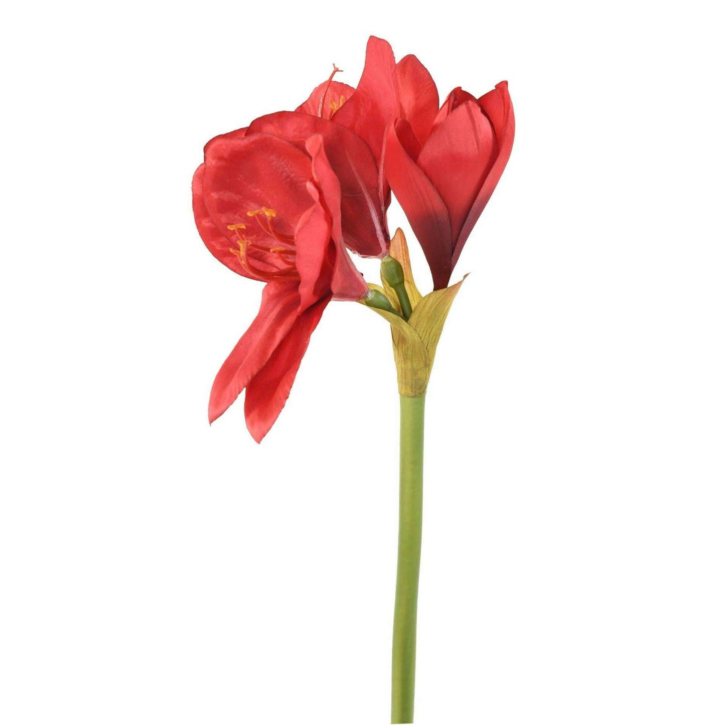 Amaryllis artificielle 2 fleurs 1 bouton - création florale - H.60cm rouge - A4