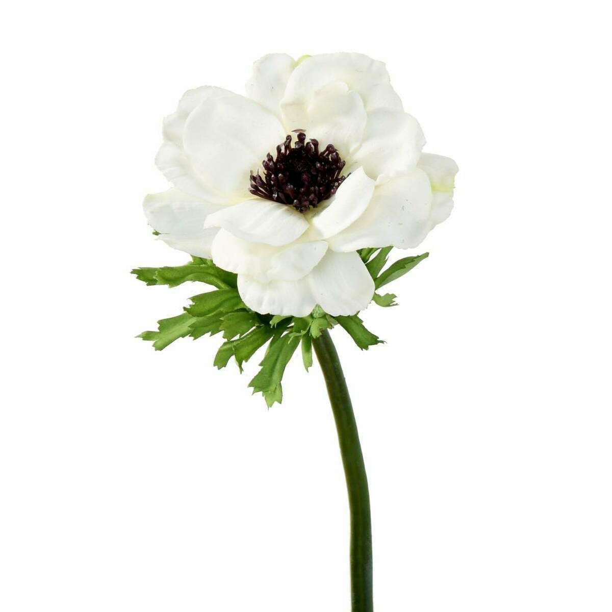 Anémone artificielle fleur coupée - création florale intérieur - H.35cm blanc - B5