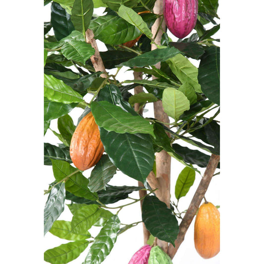 Arbre artificiel Cacaoyer avec fruits - plante d'intérieur - H.210cm vert