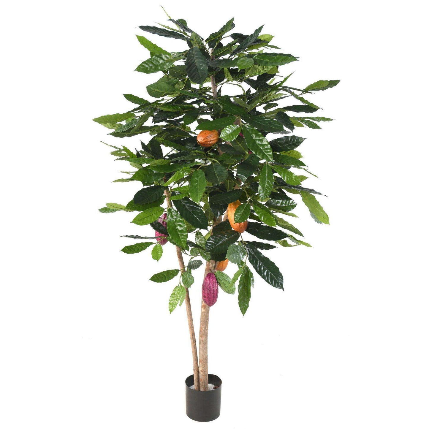 Arbre artificiel Cacaoyer avec fruits - plante d'intérieur - H.210cm vert