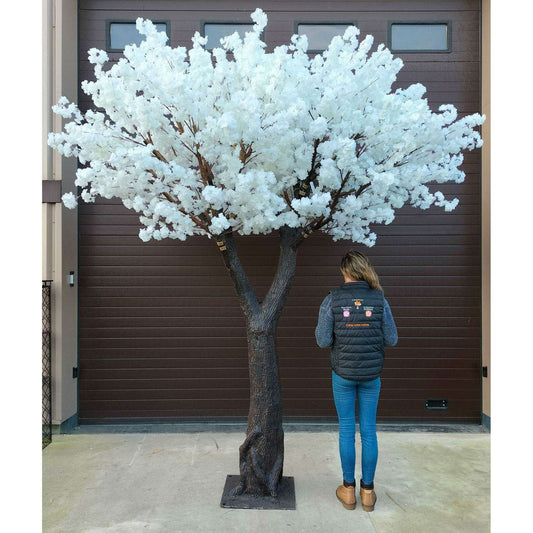 Arbre artificiel fleuri Cerisier du Japon - décoration d'intérieur - H.350cm blanc