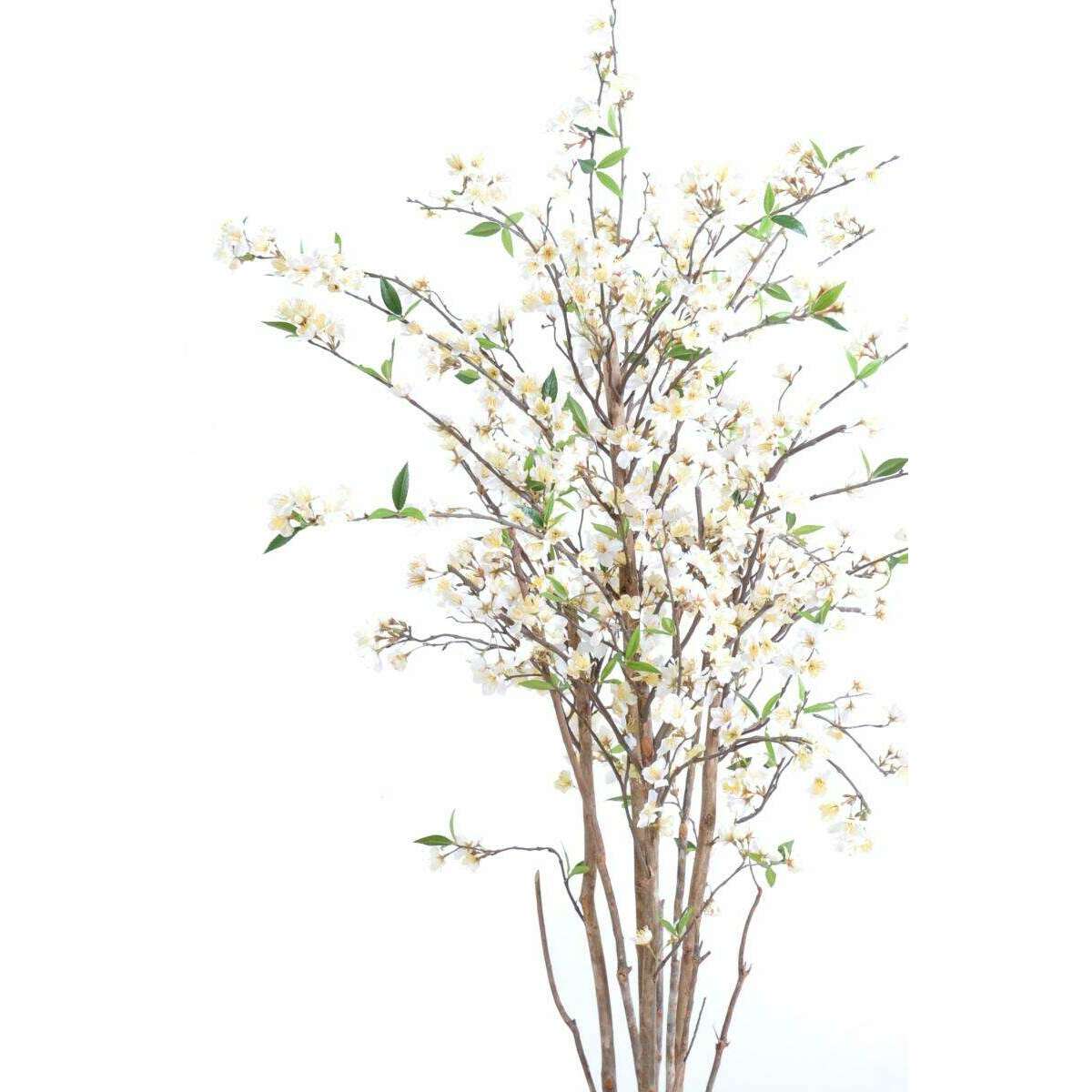Arbre artificiel fleuri Cerisier en fleurs - plante synthétique - H.150cm blanc