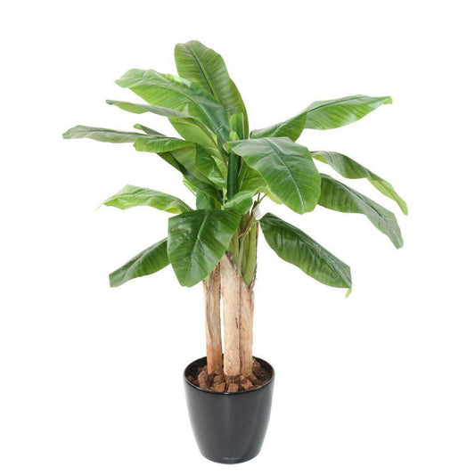Arbre artificiel fruitier Bananier 3 troncs - intérieur - H.130cm vert