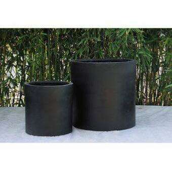 Bac pour fleur pot cylindre - intérieur extérieur - H.50xØ.50cm noir Fiberstone