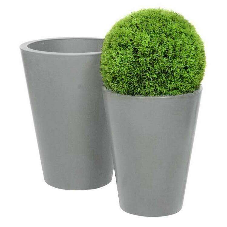 Scheurich C-Cube High 48, vase/pot à fleurs/jardinière, carré, coloris: Stony Grey, fabriqué Scheurich C-Cube High 48, vase/pot à fleurs/jardinière, carré, coloris: Stony Grey, fabriqué