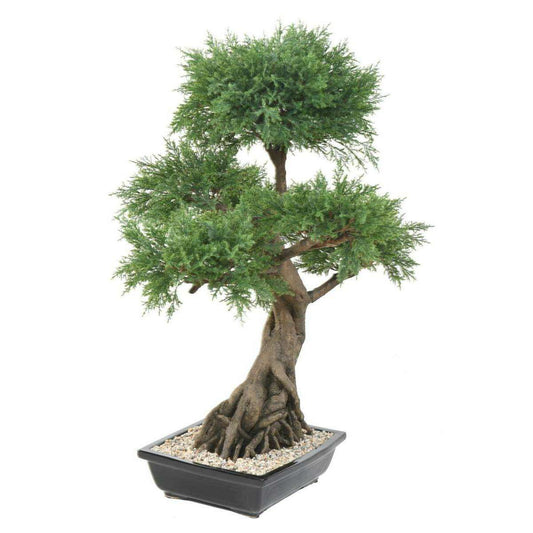 Bonsaï Juniperus artificiel en coupe - plante synthétique intérieur - H.100cm