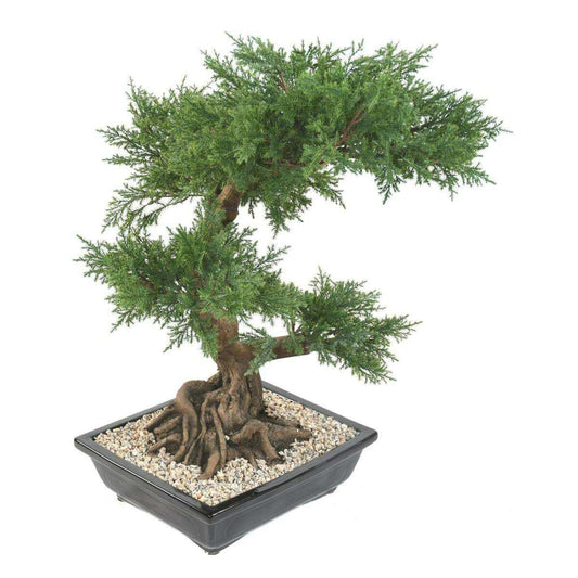 Bonsaï Juniperus artificiel en coupe - plante synthétique intérieur - H.75cm